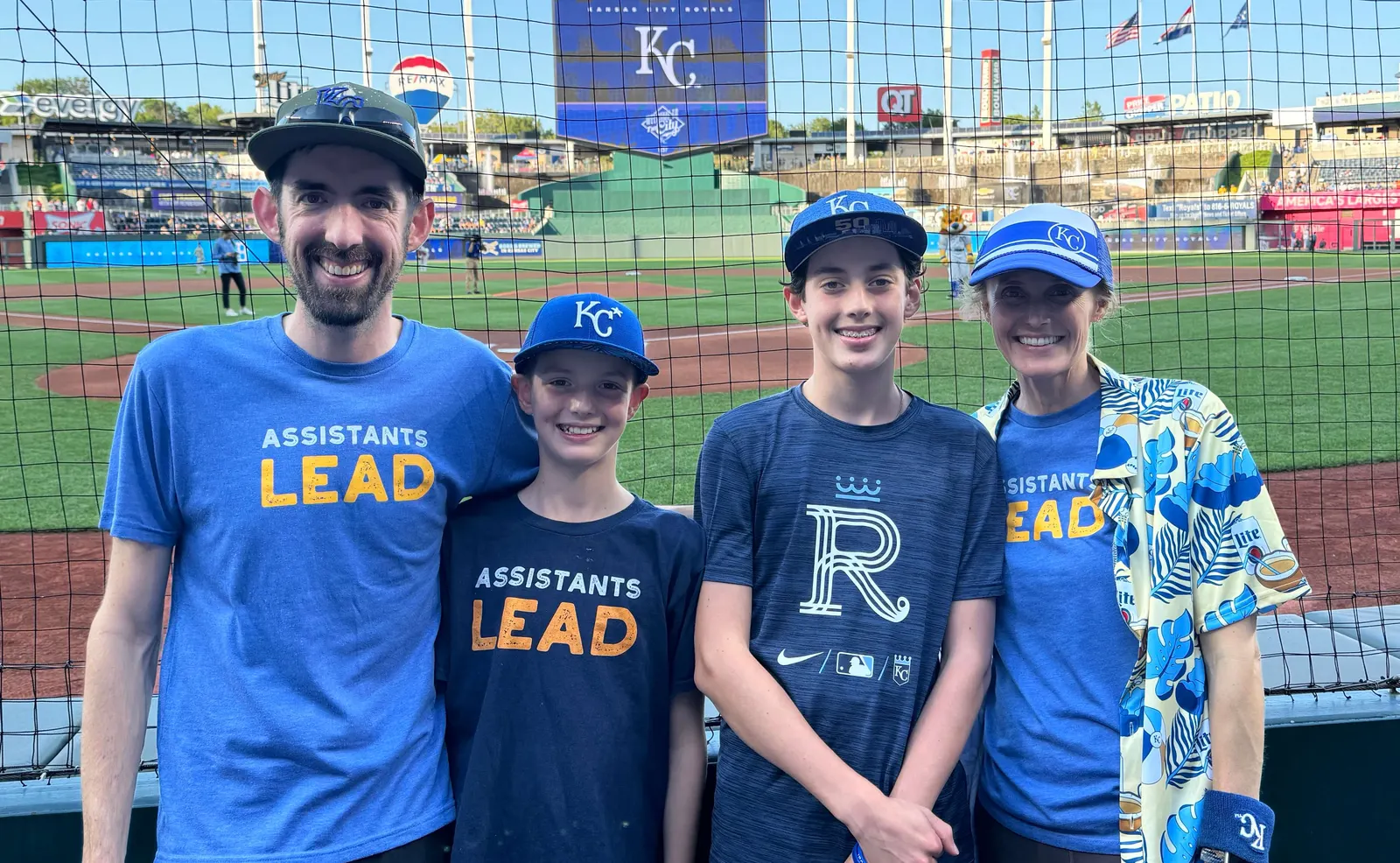 Jeremy, Meg, Silas and Weston Burrows at a Royals game