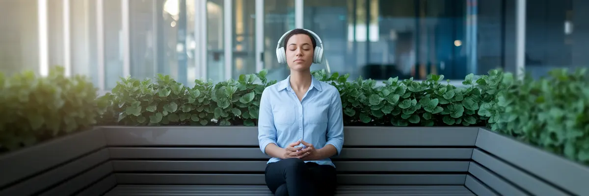 Assistant taking a mindful break outdoors.