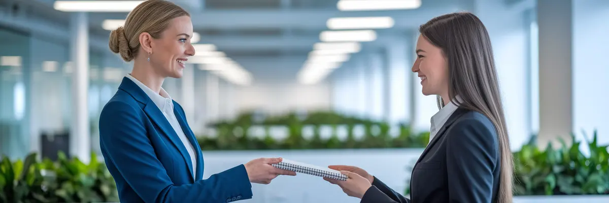 Executive assistant delegating task to colleague